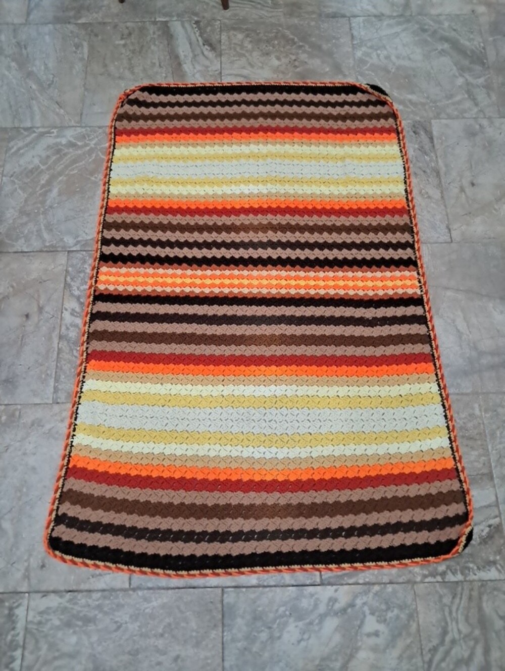 Vintage Retro Handmade Crochet Afghan Blanket Multicolored 59.5x41 Grannycore - Picture 2 of 4
